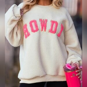 HOWDY Sherpa Pullover Sweatshirt, NEW, Small